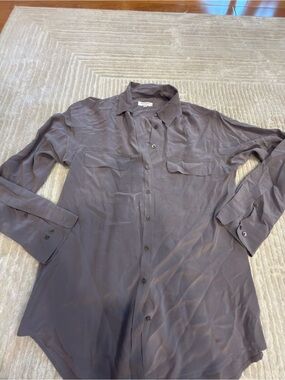 Equipment Femme Silk Button-Down Blouse - Slate Gray